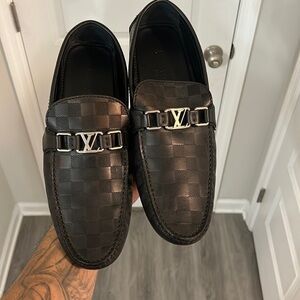 LOUIS VUITTON  Hockenheim Line Loafers Damier Graphite Driving Shoes Loafer